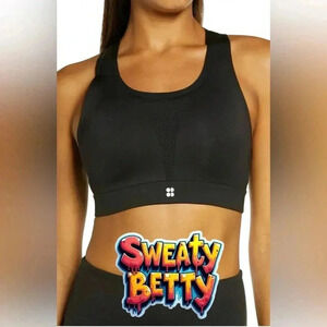 Sweaty Betty Women's 32D Black Sports Bra Medium Support Activewear